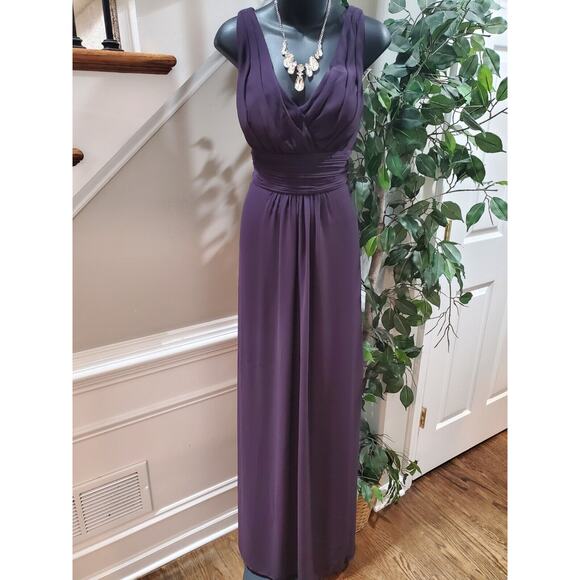 Levkoff Women Purple Polyester V-Neck Sleeveless Formal Long Maxi Dress Size M - Picture 10 of 13
